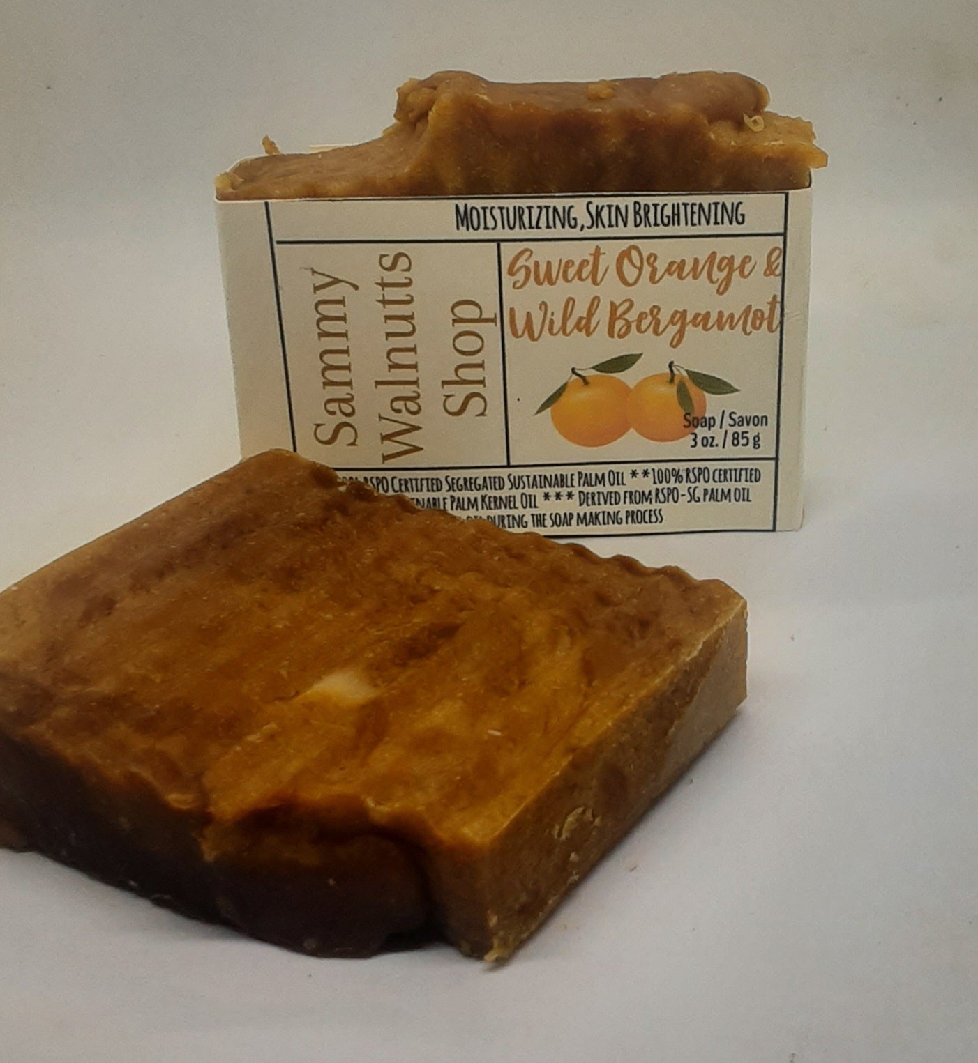 Hand Milled Sweet Orange and Wild Bergamot Soap Bars, SLS & SLES Free, Vegan, Cruelty Free