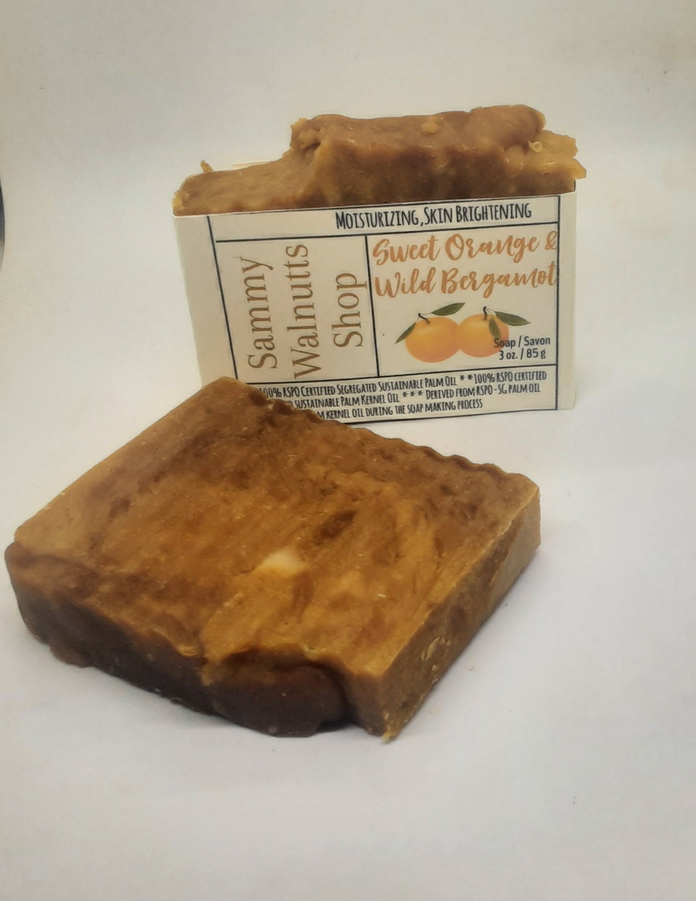 Hand Milled Sweet Orange and Wild Bergamot Soap Bars, SLS & SLES Free, Vegan, Cruelty Free