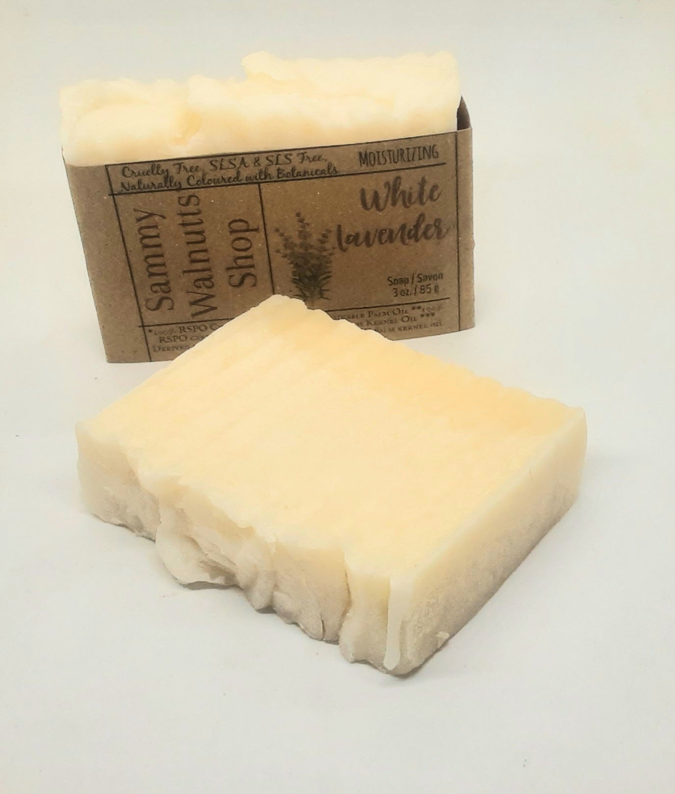 Hand Milled White Lavender Soap Bars, SLS & SLES Free, Vegan, Cruelty Free