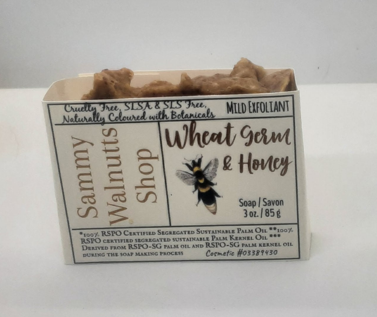 Hand Milled Wheat Germ and Honey Soap Bars,  Soothing, Moisturizing, Mild Exfoliant