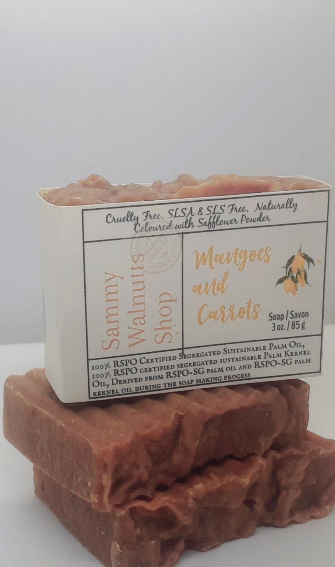 Hand Milled Mango & Carrot Soap Bars, Made with Real Mango and Carrot!