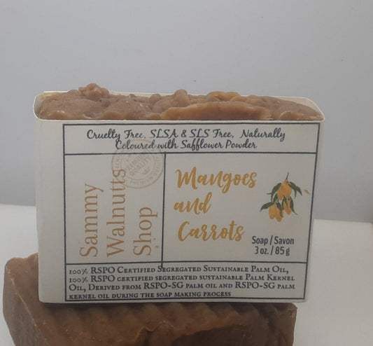 Hand Milled Mango & Carrot Soap Bars, Made with Real Mango and Carrot!