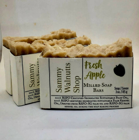 Hand Milled  Fresh Apple Soap,  Vegan and Cruelty Free