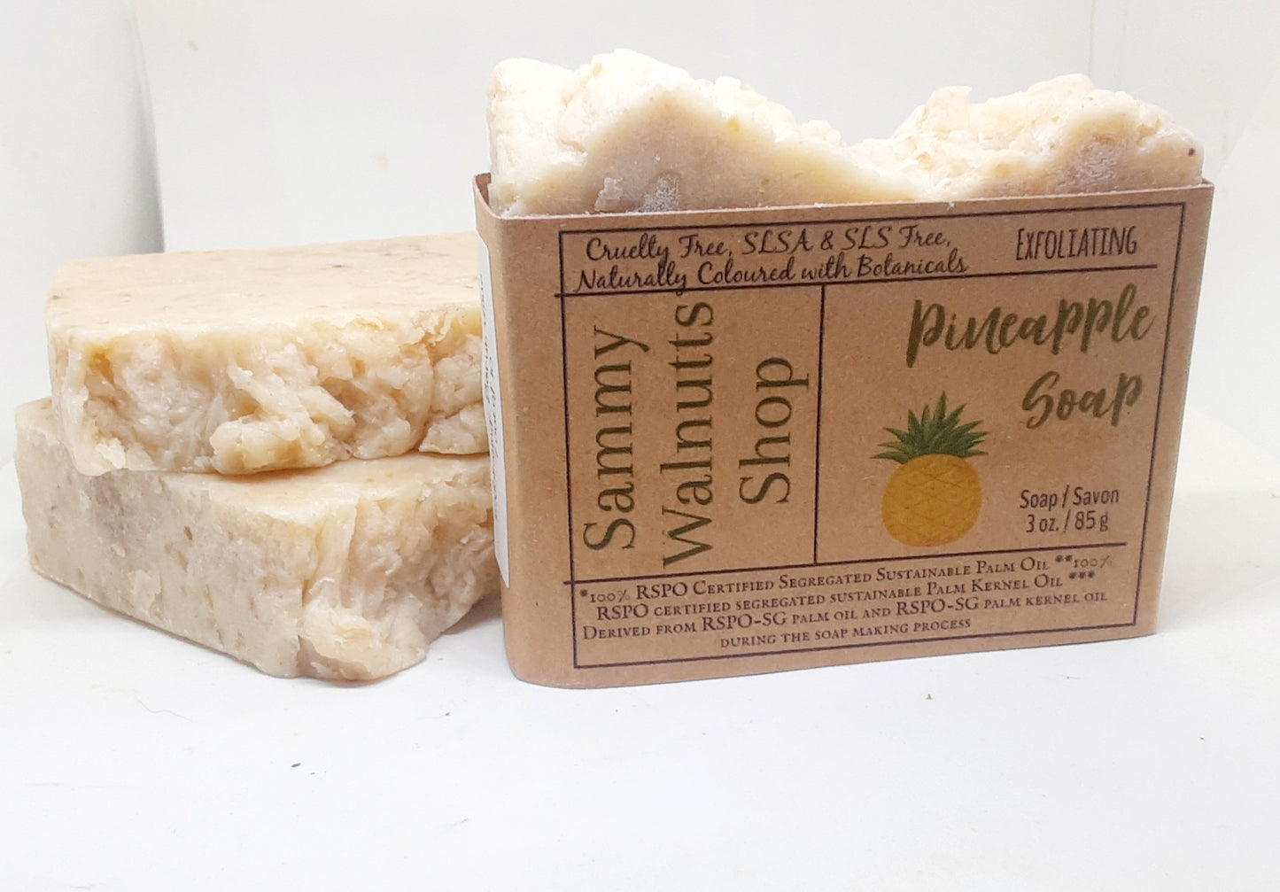 Hand Milled Pineapple Soap Bars, SLS & SLES Free, Vegan, Cruelty Free