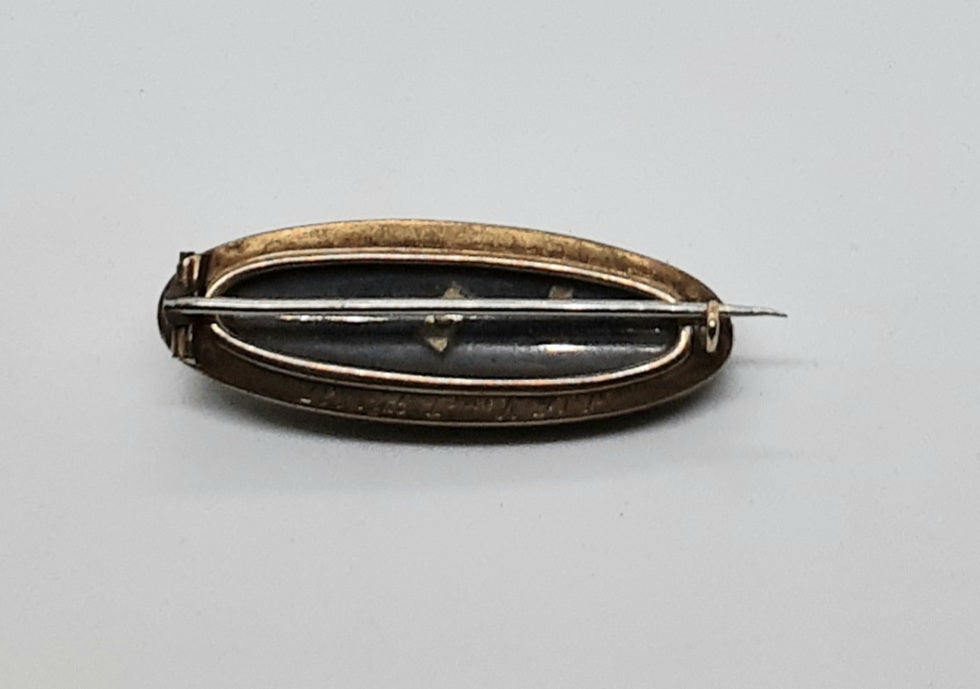 Mourning Brooch, 1887, Enameled with Seed Pearls, 14kt