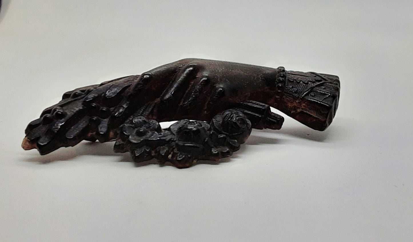 Victorian Mourning Brooch, The Iconic Hand with Wreath