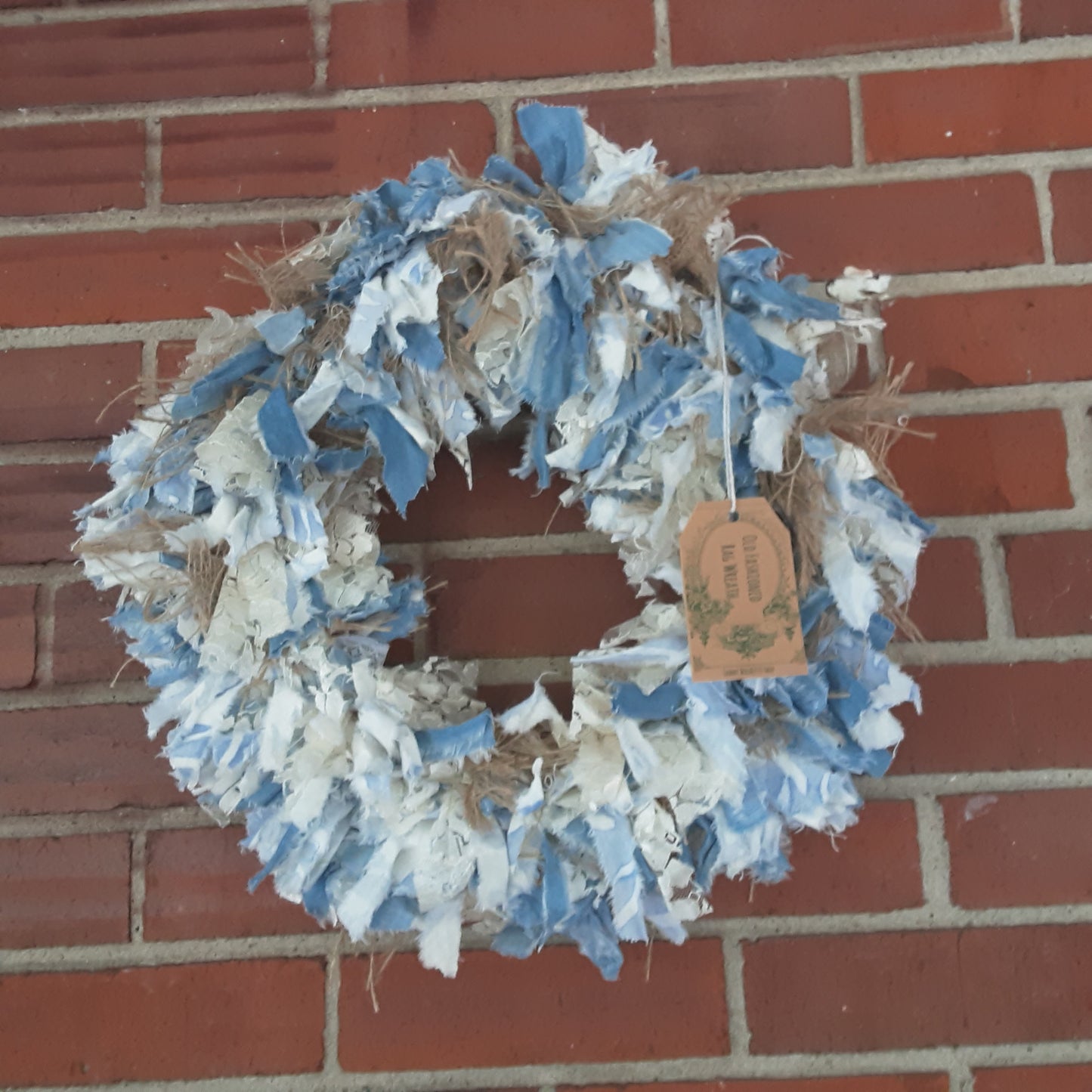 Victorian Denim & Lace Handmade Rag Wreath